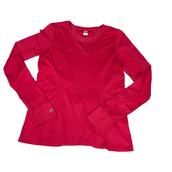 Lucy Tech Top Long Sleeve Workout Tee Stretch Active Thumbholes Pink‎ Women's M - Picture 1 of 12